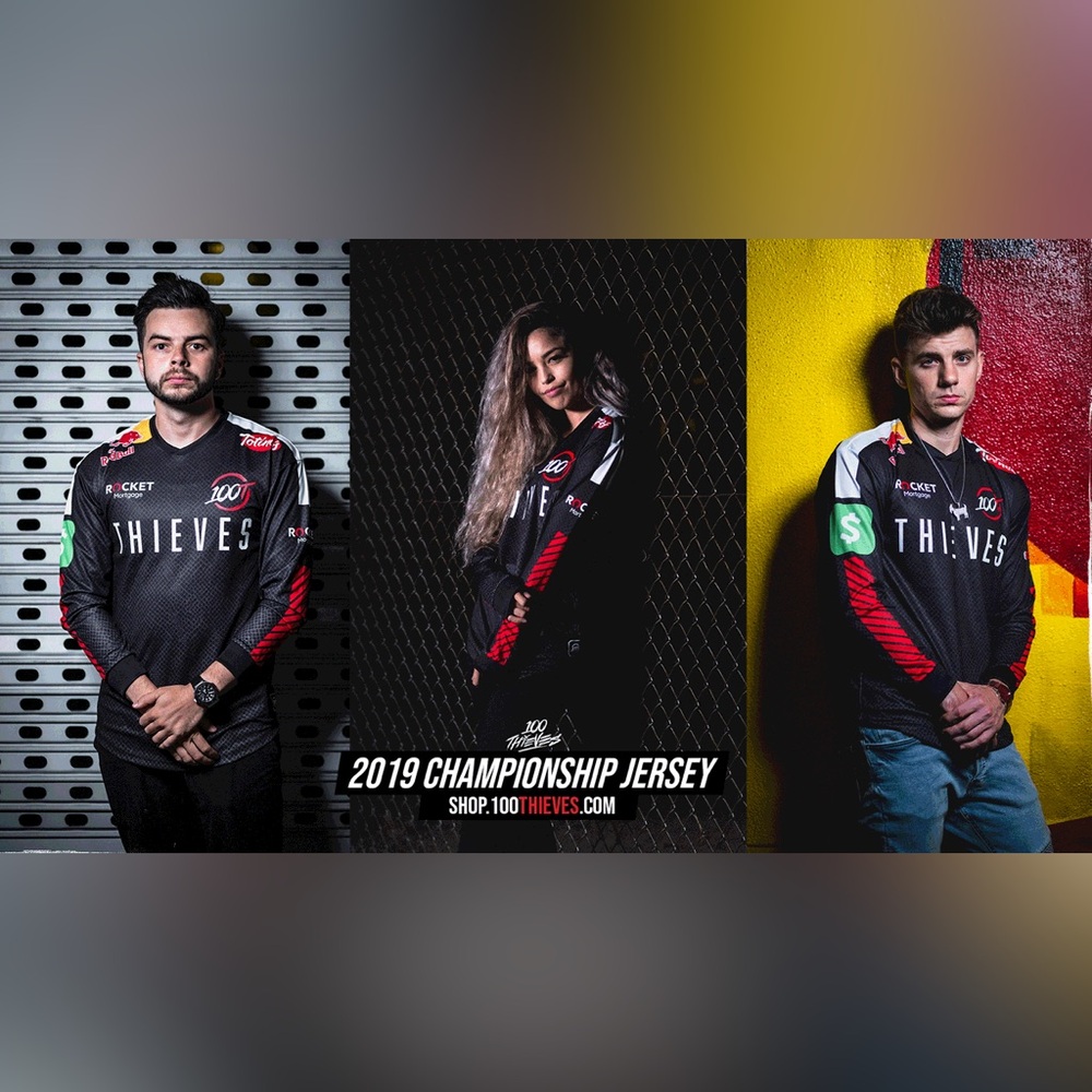 100 Thieves Black and Red Championship Jersey